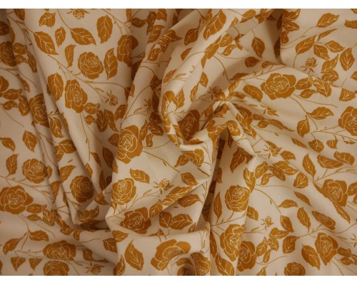 Printed Cotton Poplin Fabric -  Golden Rose